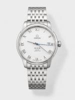 Omega De-Ville Annual Calendar Steel Strap Swiss Replica Watch 1:1 Mirror Edition in White Dial