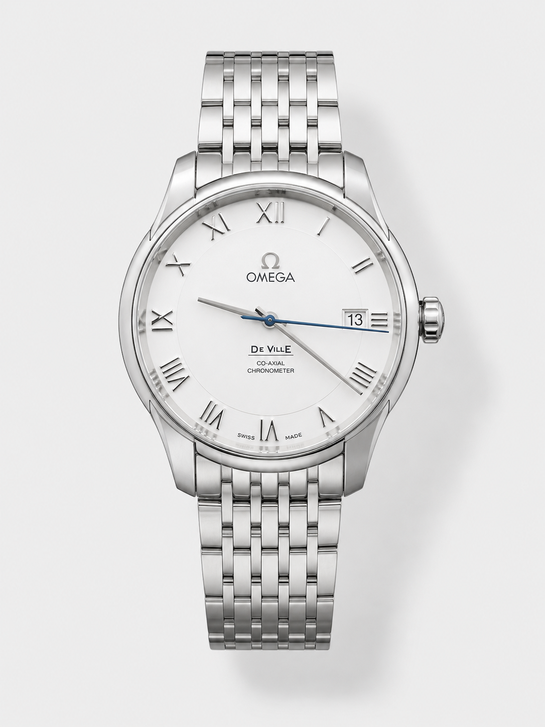 GW-074F81BA product image Omega De-Ville Annual Calendar Steel Strap Swiss Replica Watch 1:1 Mirror Edition in White Dial - Image 1