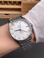 Omega De-Ville Annual Calendar Steel Strap Swiss Replica Watch 1:1 Mirror Edition in White Dial - Image 10