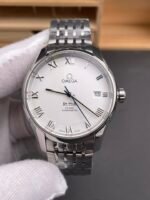 Omega De-Ville Annual Calendar Steel Strap Swiss Replica Watch 1:1 Mirror Edition in White Dial - Image 3