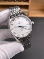 Omega De-Ville Annual Calendar Steel Strap Swiss Replica Watch 1:1 Mirror Edition in White Dial - Image 4
