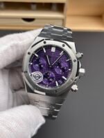 Royal Oak Chrono 26240 Purple Dial FREE SPRUNG MVMNT Steel Caing Super Clone Watch - Image 3