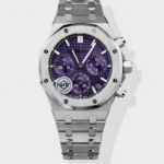 Royal Oak Chrono 26240 Purple Dial FREE SPRUNG MVMNT Steel Caing Super Clone Watch