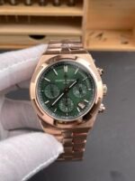 Vacheron Constantin Overseas Chronograph – Green Dial Swiss Replica (with Rose Gold Bracelet) - Image 2