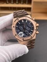 Royal Oak Chrono 26240 Rose Gold Strap in Blue Dial Super Clone Watch - Image 4