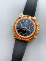 Rolex Daytona Super Clone Daytona Yellow Gold Casing Black Dial with Sapphires Bezel - Image 4