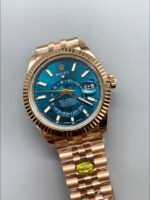 Rolex Sky-Dweller REF# 336235 Blue-Green Dial Watch in Rose Gold 904L Steel Case 1:1 Mirror Replica - Image 3