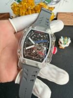 Richard Mille Super Clone RM67-02 Sapphires Casing Watch Grey Rubber Strap - Image 6
