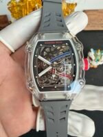 Richard Mille Super Clone RM67-02 Sapphires Casing Watch Grey Rubber Strap - Image 3