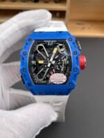 Richard Mille RM35-03 Rafael Nadal Edition Blue Carbon Fiber Casing 1:1 Mirror Replica Watch in White Strap - Image 3