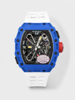 Richard Mille RM35-03 Rafael Nadal Edition Blue Carbon Fiber Casing 1:1 Mirror Replica Watch in White Strap