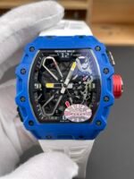 Richard Mille RM35-03 Rafael Nadal Edition Blue Carbon Fiber Casing 1:1 Mirror Replica Watch in White Strap - Image 2