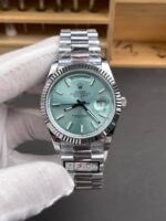 Rolex Day Date 904L Stainless Steel Tiffany Blue Stick Dial Watch 40MM – 1:1 Mirror Quality (187g) - Image 2