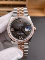 Rolex Datejust Cal.3235 Movement Super Clone Rose Gold 2 Tone 31MM Brown Dial Watch - Image 8