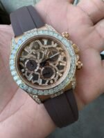 Rolex Daytona 126555TBR Giraffe Rose Gold Chestnut Brown Moissanites Dial Super Clone Watch - Image 2