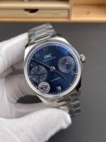 IWC Super Clone Portugieser Swiss 1:1 Mirror Replica Watch Blue Dial Steel Case Watch - Image 4