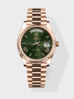Rolex Day Date Watch in Green Dial with Roman Hour Numerals Cal.3255 Movement – 904L Steel