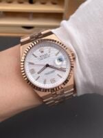 Rolex Land-Dweller 127335 Steel Honeycomb Rose Gold 40MM Swiss Replica Watch - Image 10