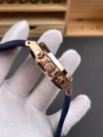 Audemars Piguet Royal Oak Chronograph Rose Gold Blue Dial Leather Strap Swiss Replica Watch - Image 6