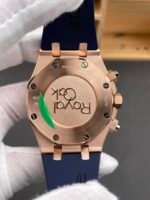 Audemars Piguet Royal Oak Chronograph Rose Gold Blue Dial Leather Strap Swiss Replica Watch - Image 5