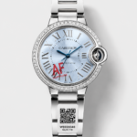 Ballon De Cartier Automatic Ice Blue Diamonds 36MM Dial Super Clone Watch