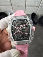 Richard Mille Super Clone RM67-02 Sapphires Casing Watch Pink Rubber Strap - Image 2
