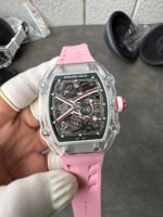Richard Mille Super Clone RM67-02 Sapphires Casing Watch Pink Rubber Strap - Image 3