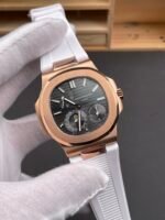 Patek Philippe Nautilus 5712/R – Dark Grey Dial, White Rubber Strap – 1:1 Top-Tier Swiss Replica Watch - Image 4
