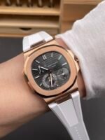 Patek Philippe Nautilus 5712/R – Dark Grey Dial, White Rubber Strap – 1:1 Top-Tier Swiss Replica Watch - Image 10