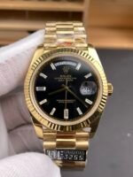 Rolex Day Date Presidential 18K Yellow Gold Watch 40MM – Black Dial 1:1 Mirror Quality(189g) - Image 3