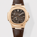 Patek Philippe Nautilus 5712/R 1:1 Quality Swiss Replica Watch in Brown Dial Leather Strap