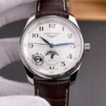 Longines Master Collection Automatic Moonphase White Dial Swiss Replica Watch Leather Strap