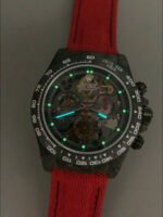 Rolex Daytona DiW Skeleton Carbon Edition Watch – Forged Carbon Casing Red Strap 1:1 Mirror Replica - Image 11