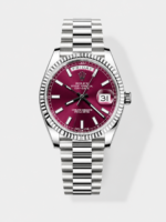 Rolex Day Date Presidential 904L Steel 36MM – Maroon Dial 1:1 Mirror Quality Watch