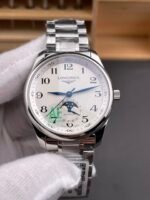 Longines Master Collection Automatic Moonphase White Dial Swiss Replica Watch Steel Strap