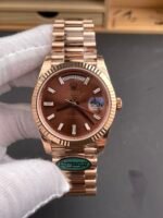 Rolex Day Date 40MM 1:1 Rose Gold in Brown Dial 1:1 Mirror Replica Watch(212 g) - Image 2