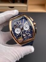 Franck Muller Vanguard V45 Chronograph 904L Rose Gold Blue Dial Swiss Watch - Image 4