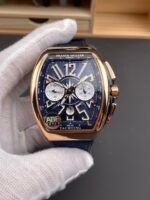Franck Muller Vanguard V45 Chronograph 904L Rose Gold Blue Dial Swiss Watch - Image 3