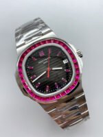 Patek Philippe Nautilus 5711 Black Dial 1:1 Mirror Replica in 904L Steel with Rubies Bezel - Image 3