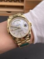 Rolex Day-Date 40mm 18K Gold-Plated Super-Clone Watch — Mother-of-Pearl Dial, Top-Tier Craftsmanship (212g) - Image 11