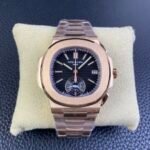 Patek Philippe Nautilus 5980/R Rose Gold 904L Steel Case in Black Dial – 1:1 Mirror Replica - Image 3