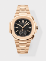 Patek Philippe Nautilus 5980/R Rose Gold 904L Steel Case in Black Dial – 1:1 Mirror Replica