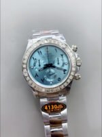 Rolex Cosmograph Daytona ICE Blue Dial Diamonds Bezel Cal.4130 Movement – 904L Steel Watch - Image 3