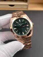 Vacheron Constantin Super Clone Overseas 1:1 Mirror Swiss Replica Watch in Rose Green Steel Dial - Image 4