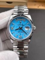 Rolex Day-Date 36mm – White Gold Model with Turquoise Dial and Diamond Markers – Top-Tier 1:1 Replica - Image 3