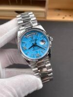 Rolex Day-Date 36mm – White Gold Model with Turquoise Dial and Diamond Markers – Top-Tier 1:1 Replica - Image 4