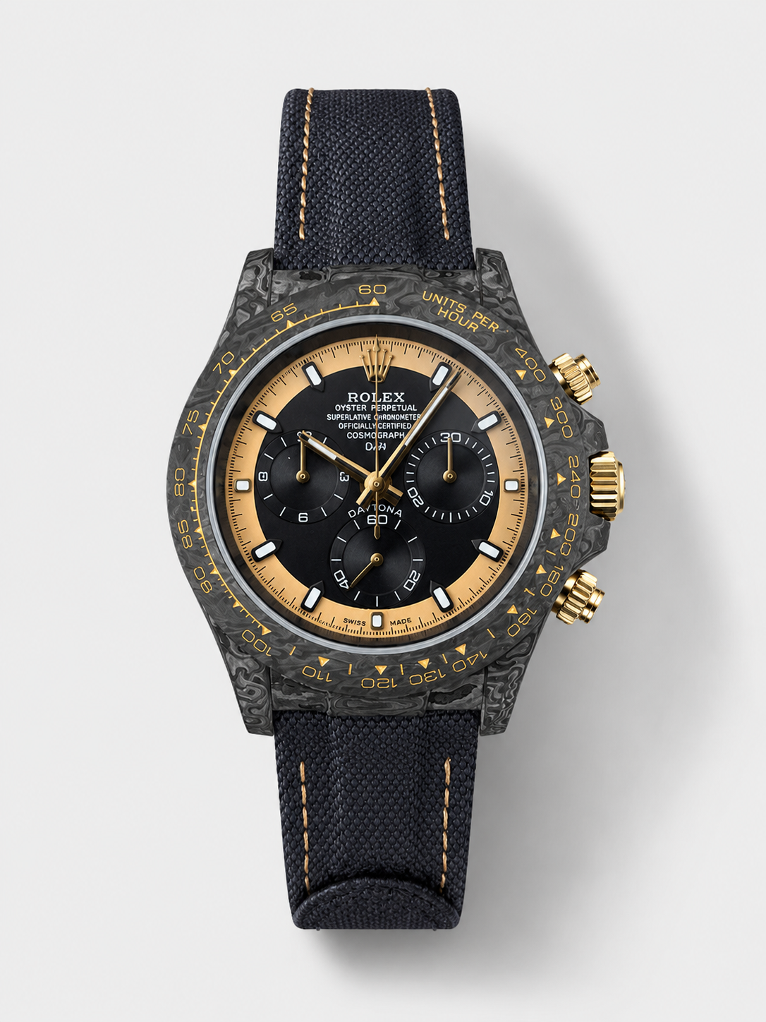 GW-FD782FFC product image Rolex Cosmograph Daytona DiW CREAM INVERT GOLD Edition Carbon Fiber Replica Watch - Image 1