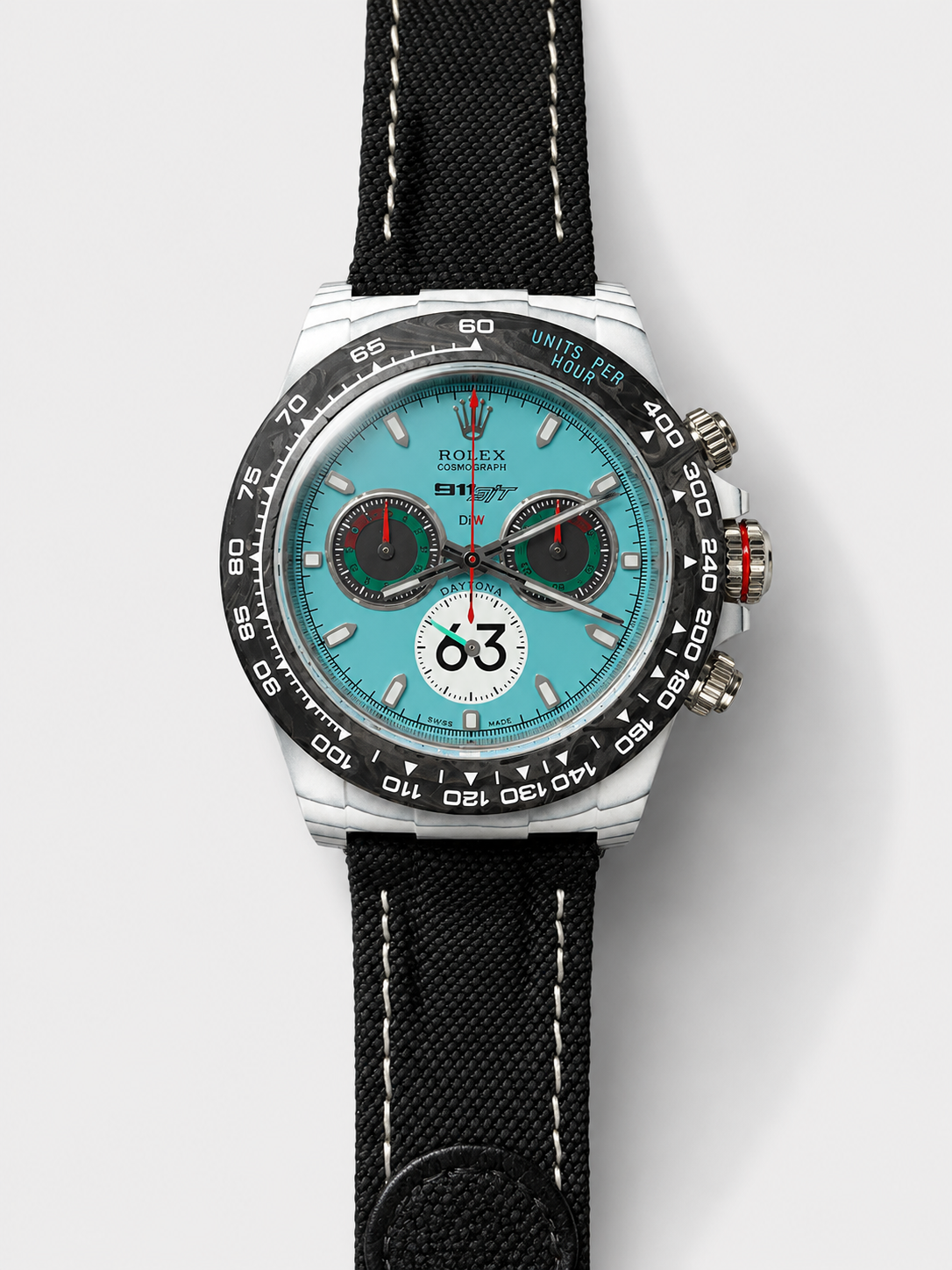 GW-FDB1AA70 product image Rolex Daytona DiW Ferrari Tiffany Dial Edition Watch – Lightweight Forged Cabon Casing - Image 1